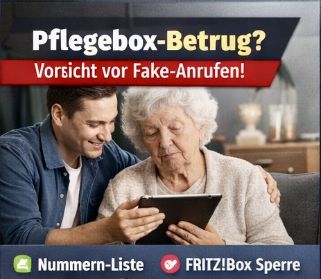 Liste mit verdächtigen Telefonnummern im Zusammenhang mit Pflegebox-Anrufen